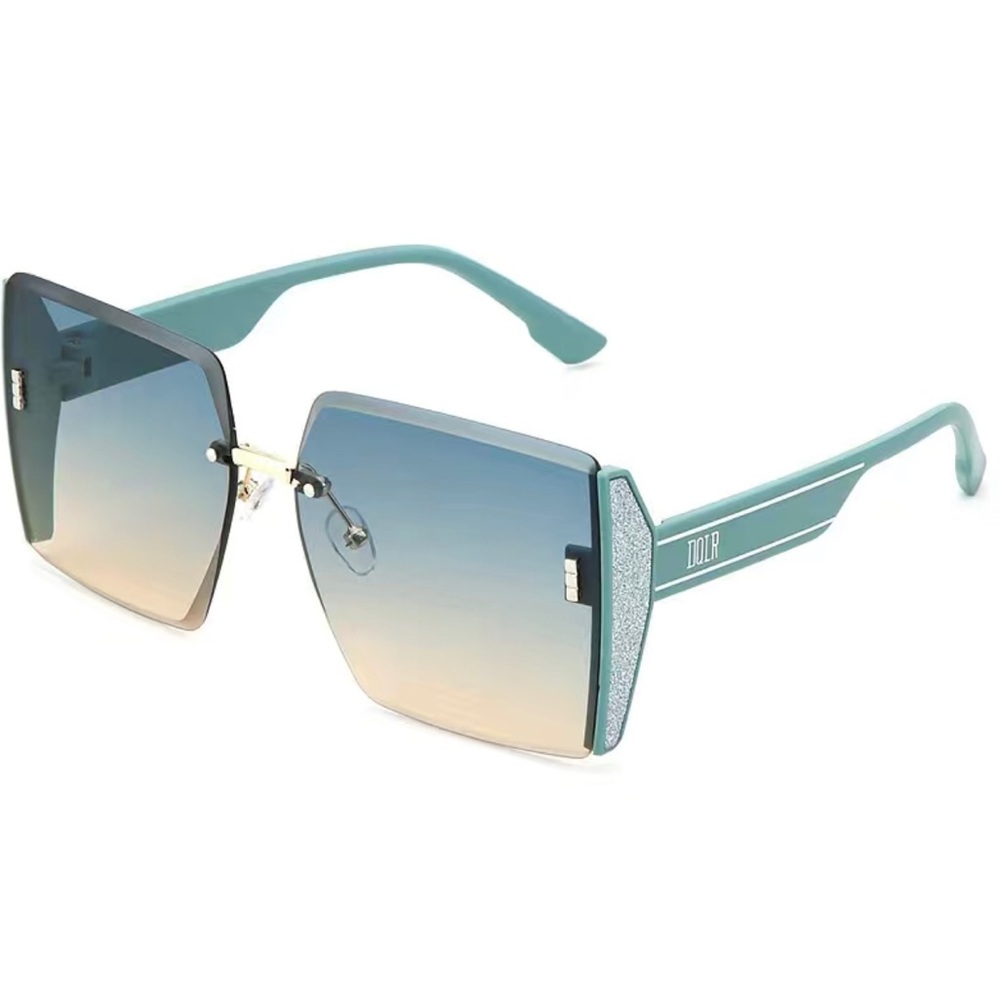 Oversized Ombre Lens Fashion Sunglasses Cut Edge Rimless Glasses, UV400